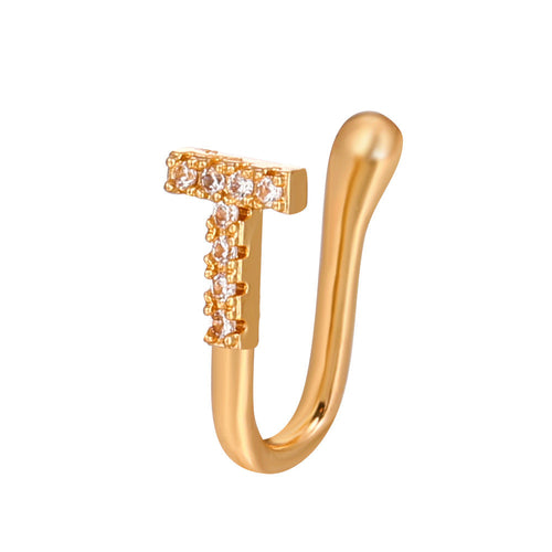 No Piercing Nose Pin Copper Inlaid Zircon Letter U Shape